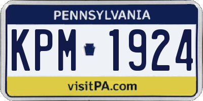 PA license plate KPM1924