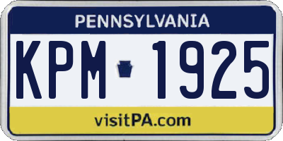 PA license plate KPM1925