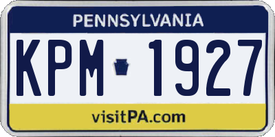 PA license plate KPM1927
