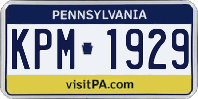 PA license plate KPM1929