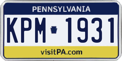 PA license plate KPM1931