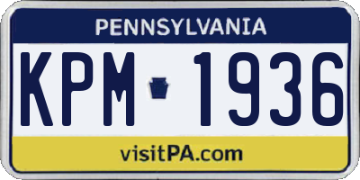 PA license plate KPM1936