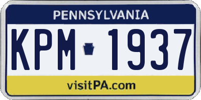 PA license plate KPM1937