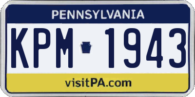 PA license plate KPM1943