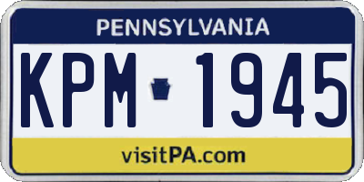 PA license plate KPM1945