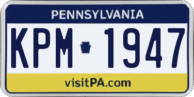 PA license plate KPM1947
