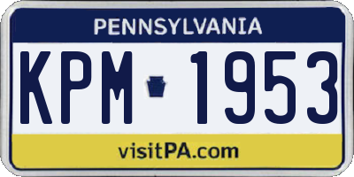 PA license plate KPM1953