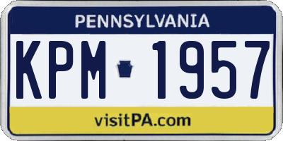 PA license plate KPM1957