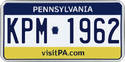 PA license plate KPM1962