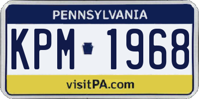 PA license plate KPM1968