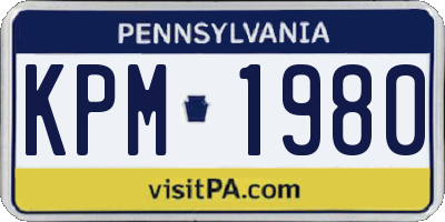 PA license plate KPM1980