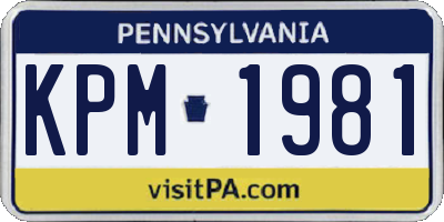 PA license plate KPM1981