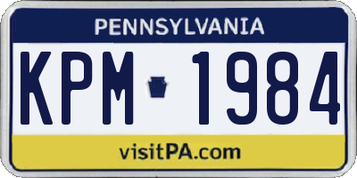 PA license plate KPM1984