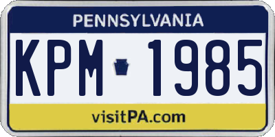 PA license plate KPM1985