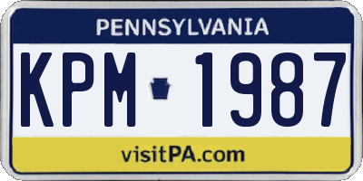 PA license plate KPM1987