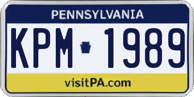 PA license plate KPM1989