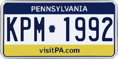 PA license plate KPM1992