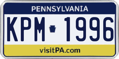 PA license plate KPM1996