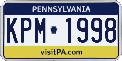 PA license plate KPM1998