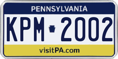 PA license plate KPM2002
