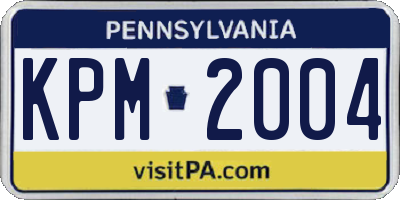 PA license plate KPM2004