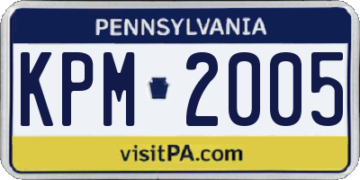 PA license plate KPM2005