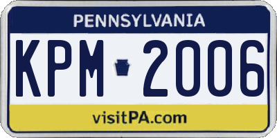 PA license plate KPM2006