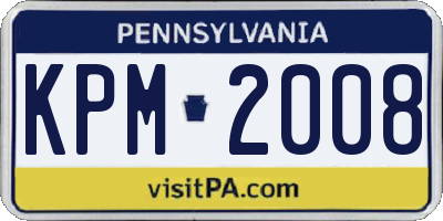 PA license plate KPM2008