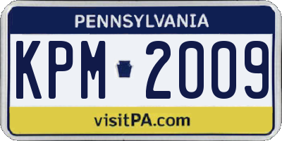 PA license plate KPM2009
