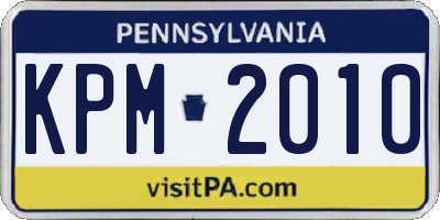 PA license plate KPM2010