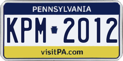 PA license plate KPM2012