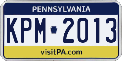 PA license plate KPM2013
