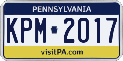 PA license plate KPM2017