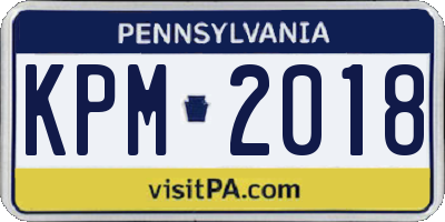 PA license plate KPM2018