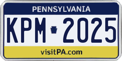 PA license plate KPM2025