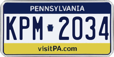 PA license plate KPM2034