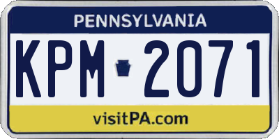 PA license plate KPM2071