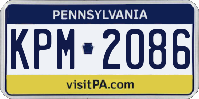 PA license plate KPM2086