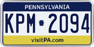 PA license plate KPM2094