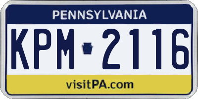 PA license plate KPM2116