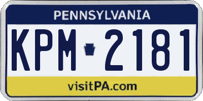 PA license plate KPM2181