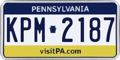 PA license plate KPM2187
