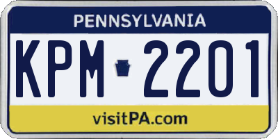 PA license plate KPM2201
