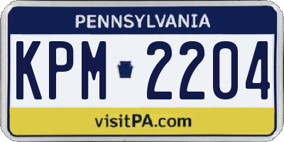 PA license plate KPM2204