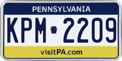 PA license plate KPM2209