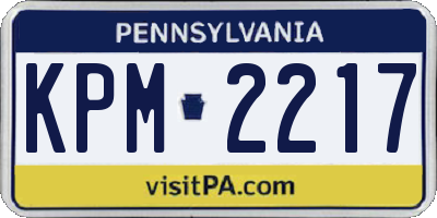 PA license plate KPM2217