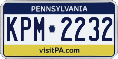 PA license plate KPM2232
