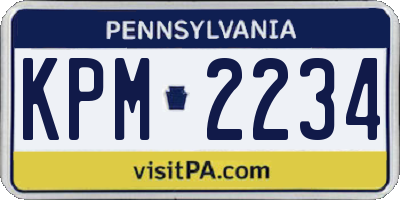 PA license plate KPM2234