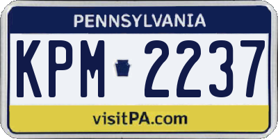 PA license plate KPM2237