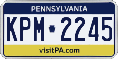 PA license plate KPM2245